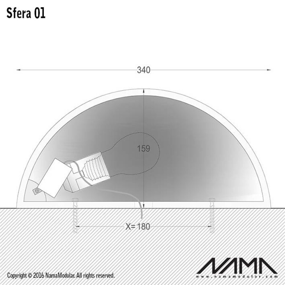 NAMA Sfera 01 Up gips led wandlamp 230V-E-27