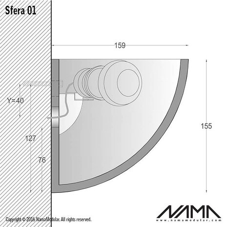NAMA Sfera 01 Up gips led wandlamp 230V-E-27
