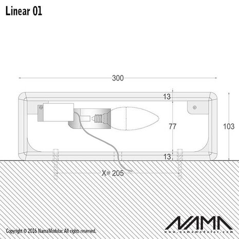 NAMA Linear 01 Up-down gips led wandlamp 230V-E-14