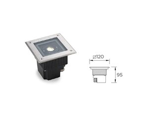 Leds-C4 Gea Power Led Uplight vierkant grondspot 6Watt richtbaar RVS