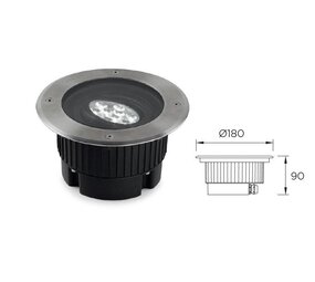 Leds-C4 Gea Power Led Uplight grondspot 9Watt richtbaar RVS