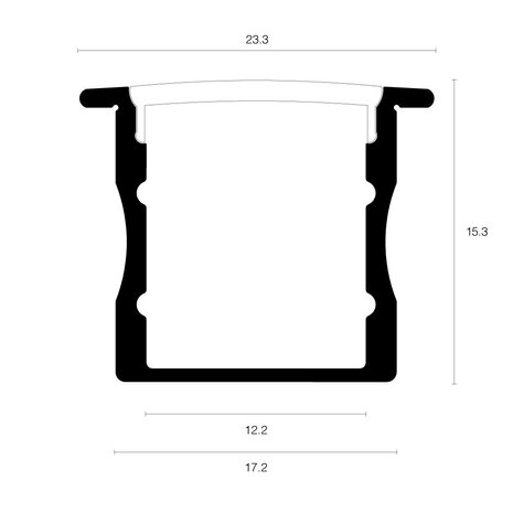 Alupro Curve 15mm Inbouw ledprofiel  200cm