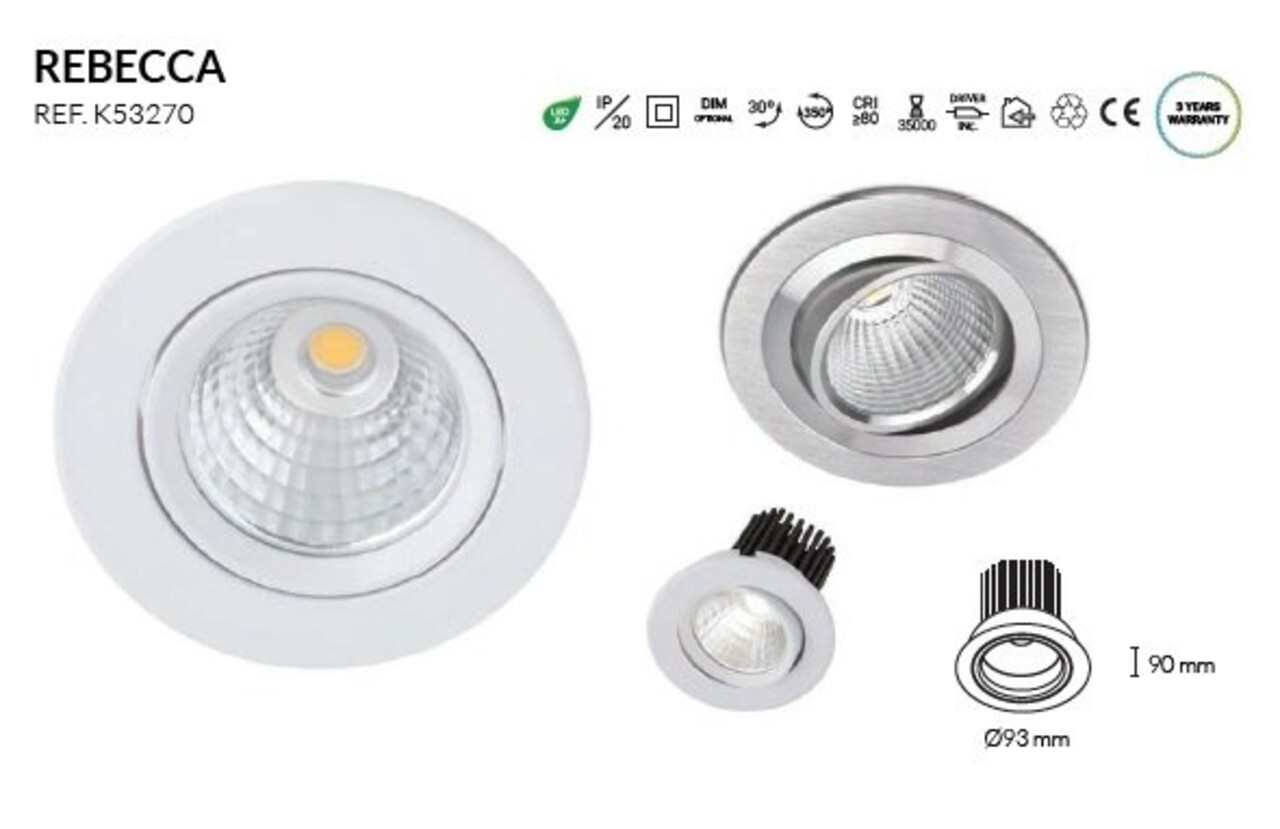 Kohl Rebecca richtbare led inbouwspot 10Watt-3000K