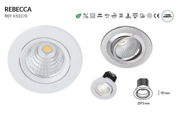 Kohl Rebecca richtbare led inbouwspot 10Watt-3000K