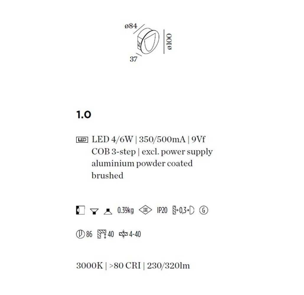 Wever-Ducre Smile In 1.0 led wand inbouw rond 4/6W-3000K