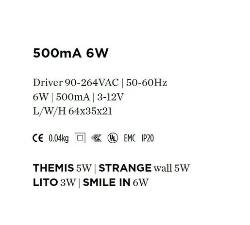 Wever-Ducre Driver 500mA-6Watt niet dimbaar