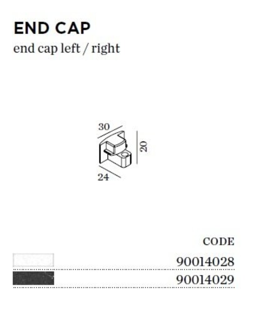 Wever-Ducre Track 1-fase End Cap (eindstuk)  in wit of zwart