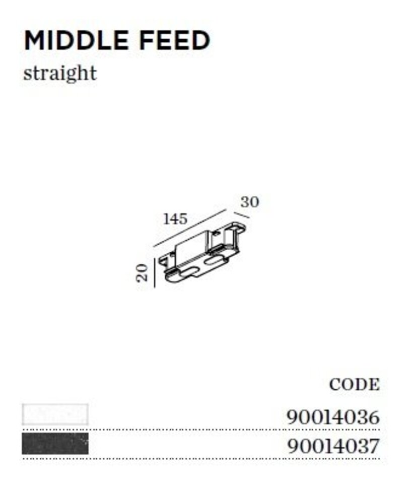 Wever-Ducre Track 1-fase Middle feed (aansluitstuk) 230Volt