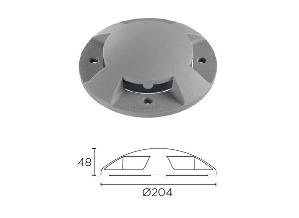 Leds-C4 Xena Surface LED 4-weg 1,5W bollard alu grijs 230Volt