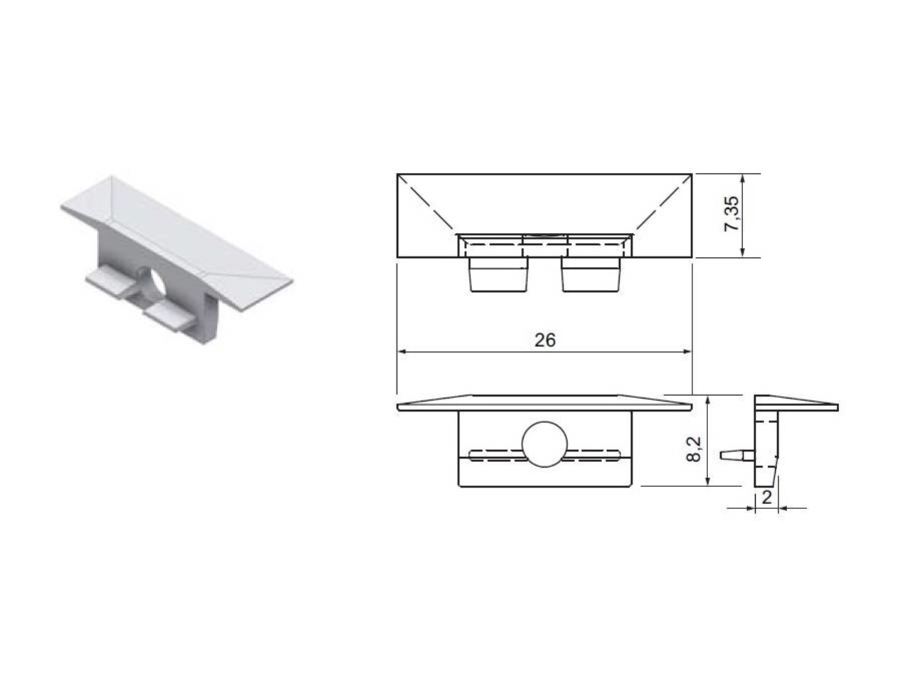 Drees Wing Mini profiel eindkappen (2 stuks) grijs