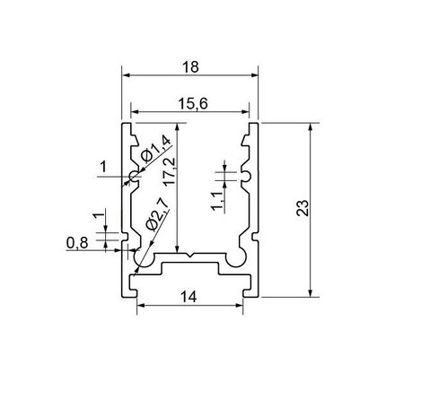 Drees Ultimate 1 opbouw ledprofiel 23 x 18mm, 200cm, excl cover