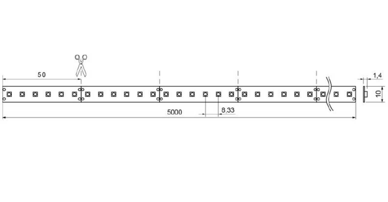 Drees QX II Basic 5 mtr 24V-4,8W  ledstrip 70 leds/p.mtr CRI85