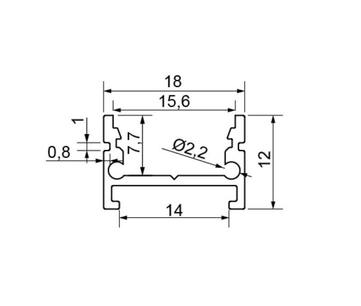 Drees Ultimate 1 mini opbouw ledprofiel 18 x 12mm, 200cm, excl cover