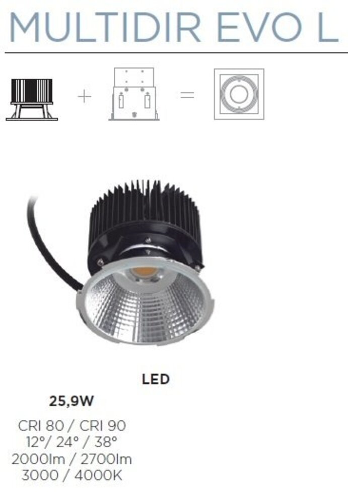 Leds-C4 Multidir Evo L Trimless inbouwspot voor 1 x AR111 in wit of zwart Leds-C4 Multidir Evo L Trimless inbouwspot voor 1 x AR111 in wit of zwart