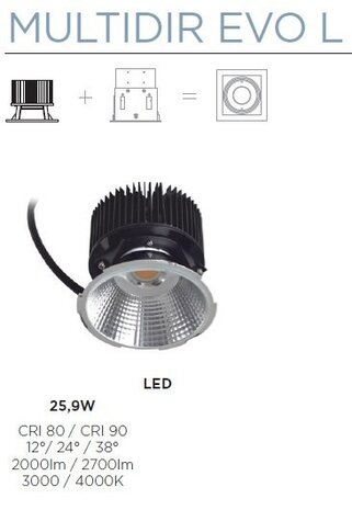 Leds-C4 Multidir Evo L Trimless inbouwspot voor 1 x AR111 in wit of zwart Leds-C4 Multidir Evo L Trimless inbouwspot voor 1 x AR111 in wit of zwart