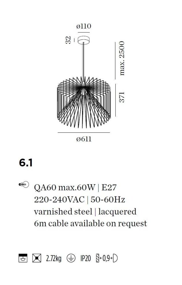 Wever-Ducre Wiro 6.1 hanglamp Ø611mm led E-27