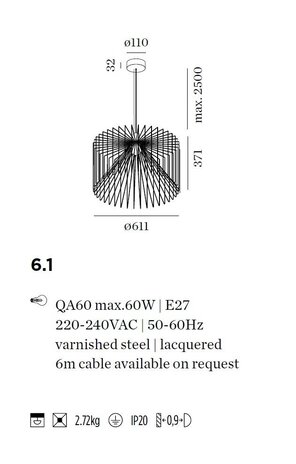 Wever-Ducre Wiro 6.1 hanglamp Ø611mm led E-27