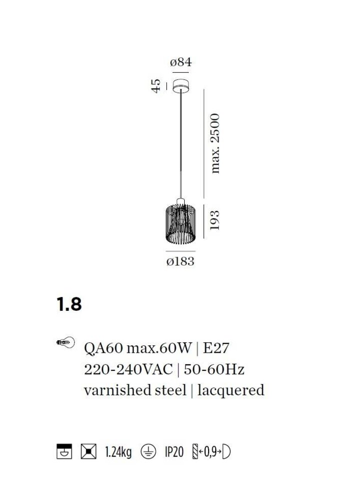 Wever-Ducre Wiro 1.8 hanglamp Ø183mm led E-27 Wever-Ducre Wiro 1.8 hanglamp Ø183mm led E-27
