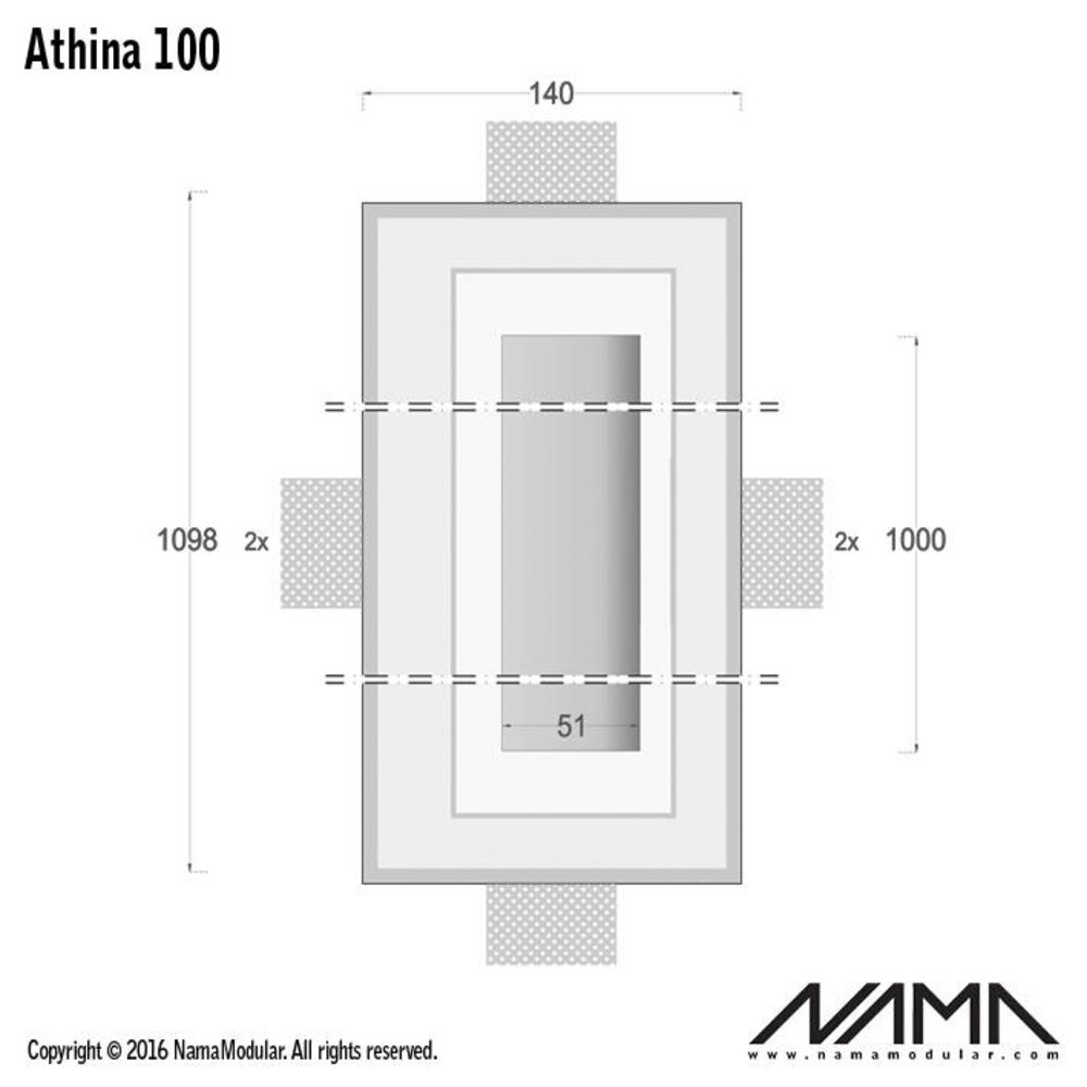 NAMA Athina 100 trimless kompleet inbouw Led profiel 100cm