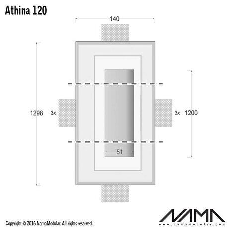 NAMA Athina 120 trimless kompleet inbouw Led profiel 120cm