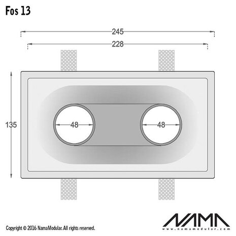 NAMA Fos 13 trimless gips 2-voudige inbouwspot rond NAMA Fos 13 trimless gips 2-voudige inbouwspot rond