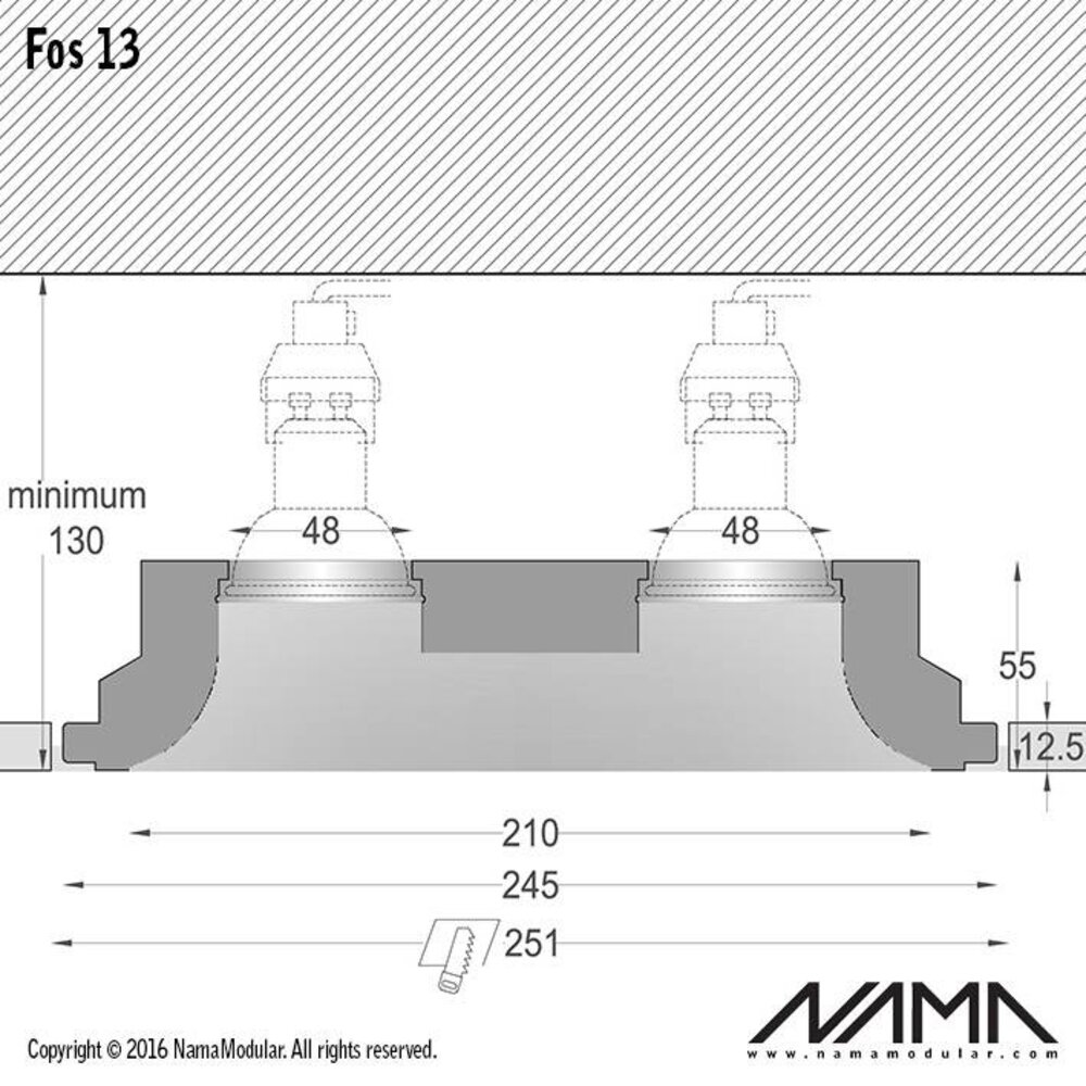 NAMA Fos 13 trimless gips 2-voudige inbouwspot rond NAMA Fos 13 trimless gips 2-voudige inbouwspot rond