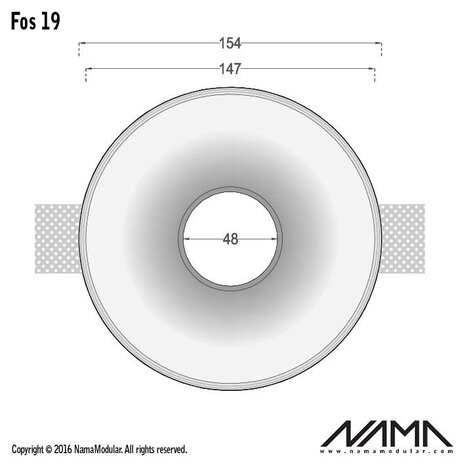NAMA Fos 19 trimless gips inbouwspot verdiept rond voor Ø50mm led