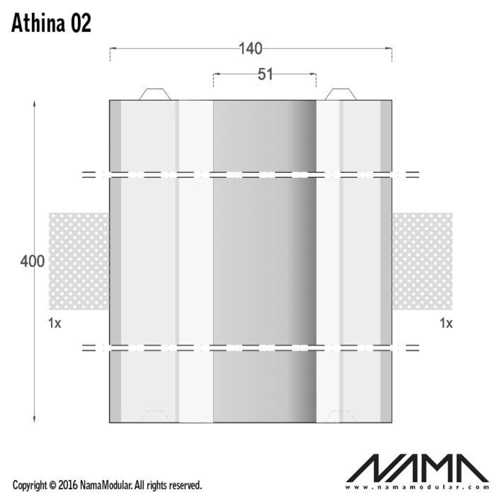 NAMA Athina 02 modulair trimless koppelbaar inbouw Led profiel 40cm recht