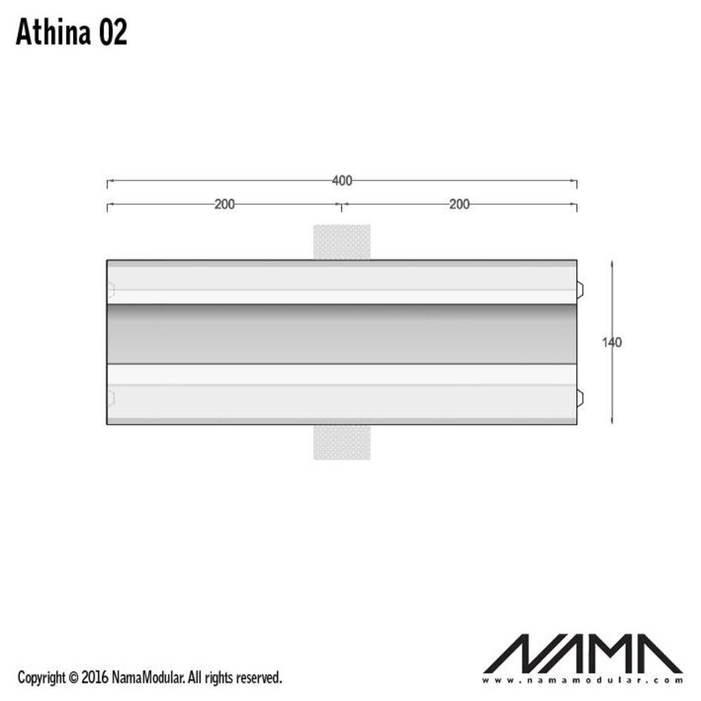 NAMA Athina 02 modulair trimless koppelbaar inbouw Led profiel 40cm recht