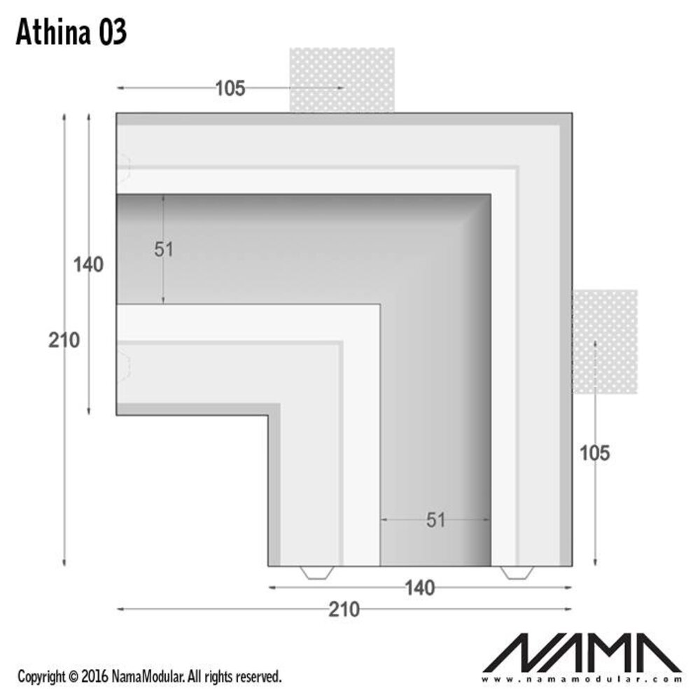 NAMA Athina 03  modulair trimless hoekstuk binnenzijde