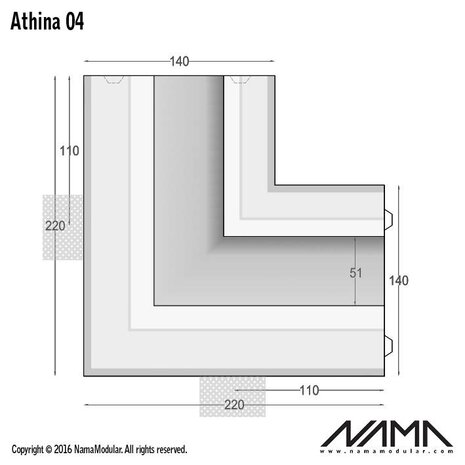 NAMA Athina 04 modulair trimless hoekstuk ledstrip aan buitenzijde