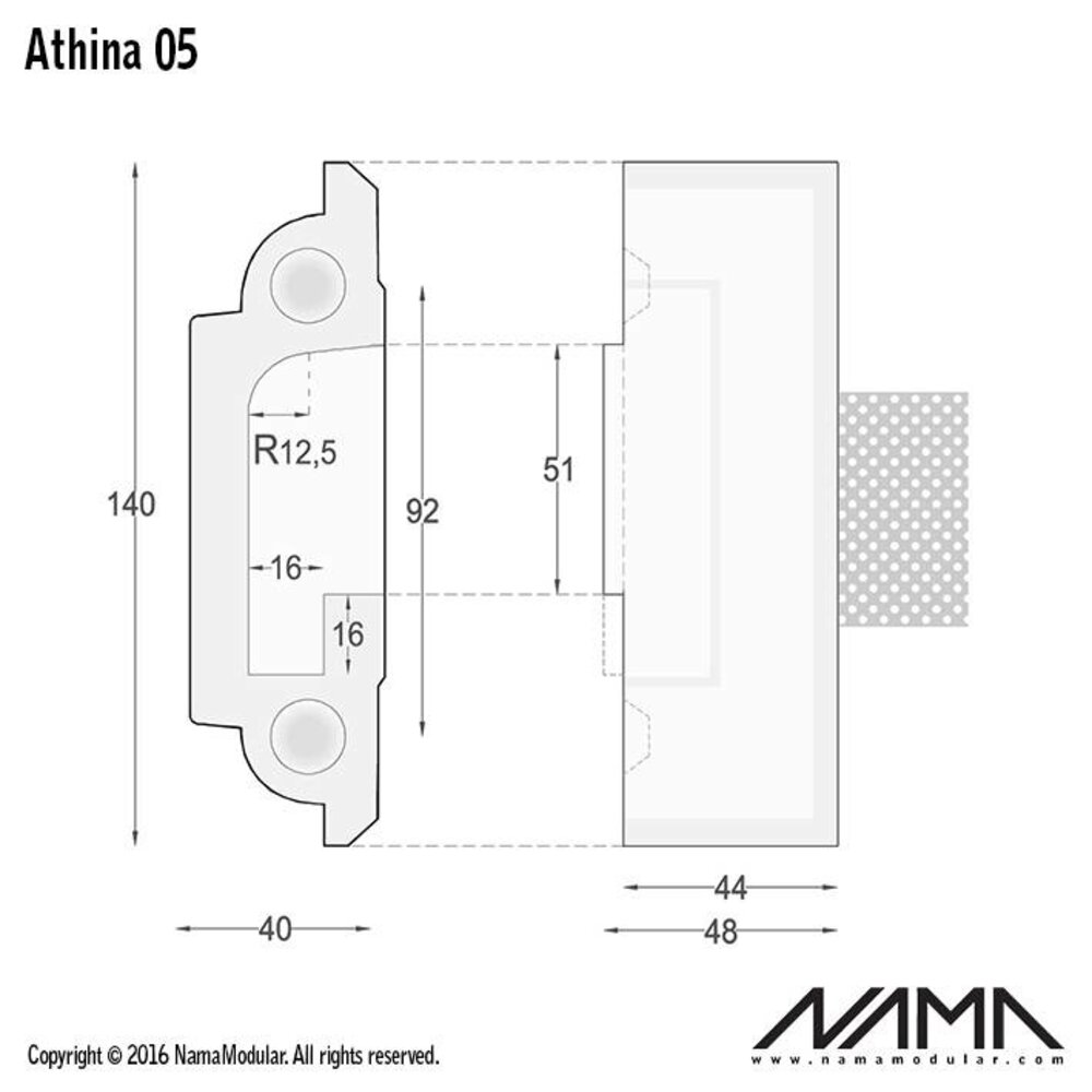 NAMA Athina 05 modulair trimless eindstuk rechts