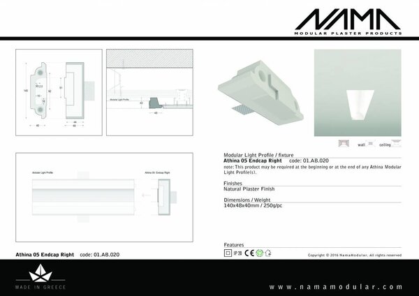 NAMA Athina 05 modulair trimless eindstuk rechts