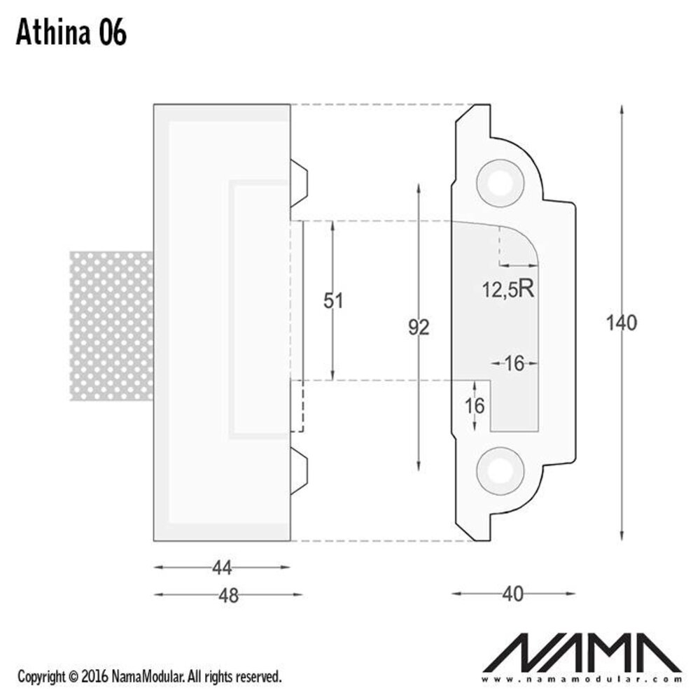 NAMA Athina 06 modulair trimless eindstuk links
