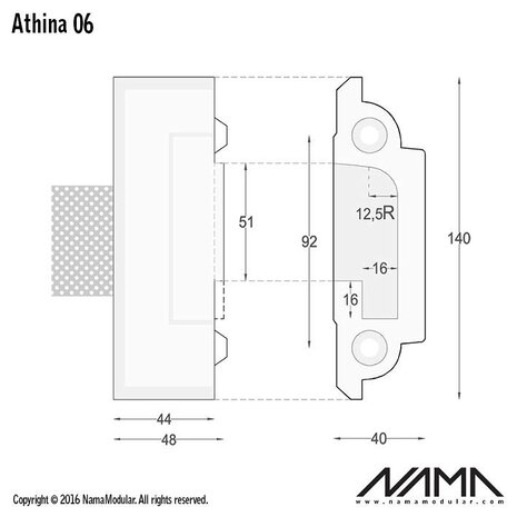 NAMA Athina 06 modulair trimless eindstuk links