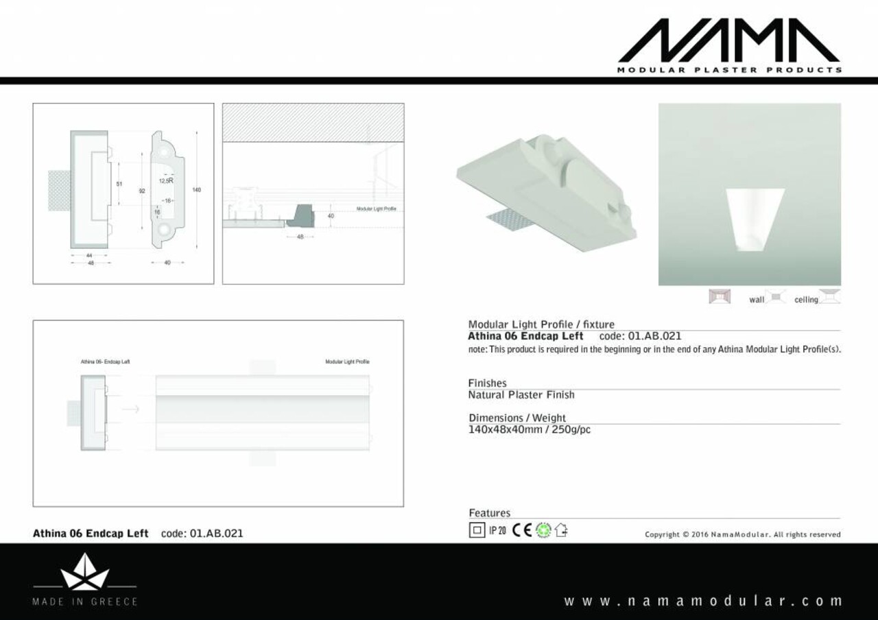 NAMA Athina 06 modulair trimless eindstuk links
