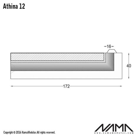 NAMA Athina 12 modulair trimless buitenliggend hoekstuk wand-plafond ledstrip rechts