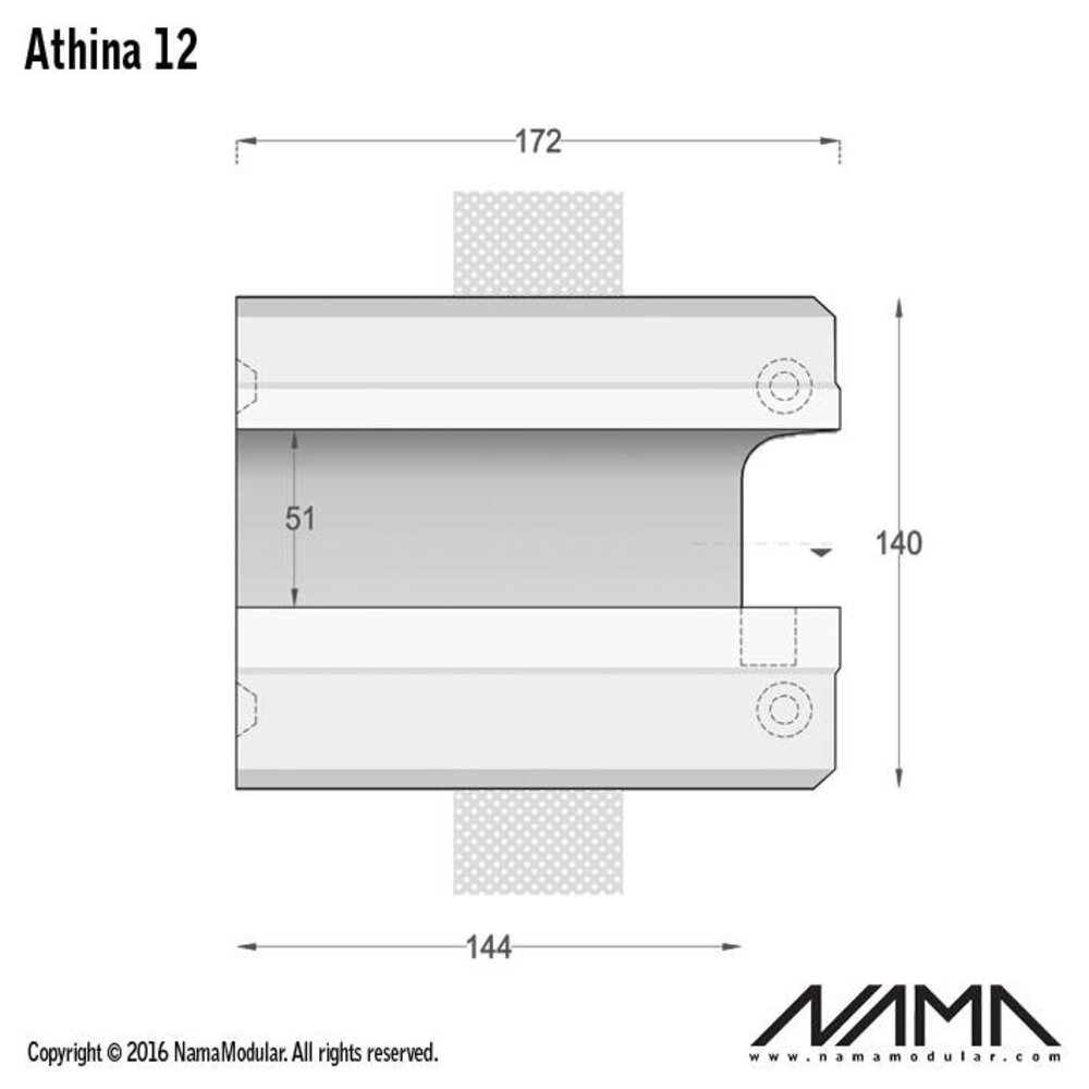 NAMA Athina 12 modulair trimless buitenliggend hoekstuk wand-plafond ledstrip rechts