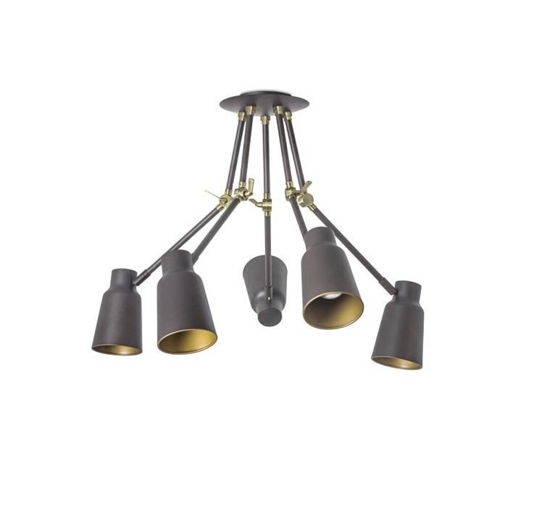 Leds-C4 Funk 5-armige plafondlamp bruin/goud  5 x E-27