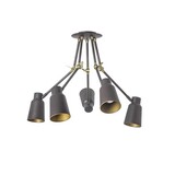 Leds-C4 Funk 5 armige plafondlamp bruin/goud