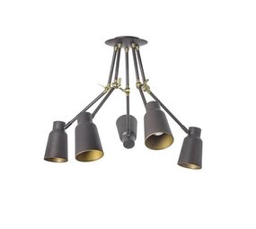Leds-C4 Funk 5 armige plafondlamp bruin/goud