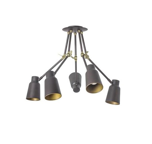 Leds-C4 Funk 5-armige plafondlamp bruin/goud  5 x E-27