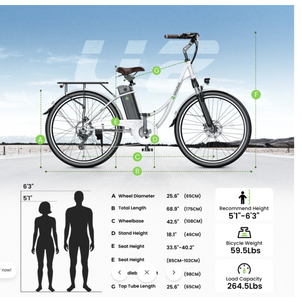 U2 ELECTRIC STEP THRO FRAME BIKE