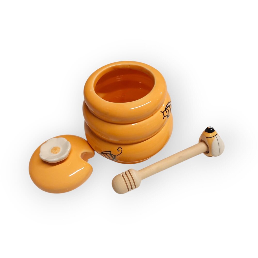 Honingpot met lepel keramiek