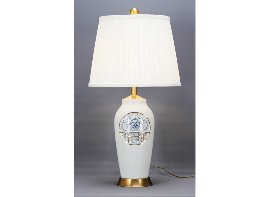 Lampe de Table en Porcelaine Chinoise Contemporaine Lotus D.42xH81cm