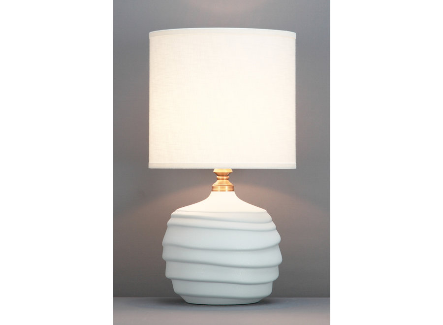 Lampe de Table en Porcelaine Chinoise Blanche Mat D.30xH56cm