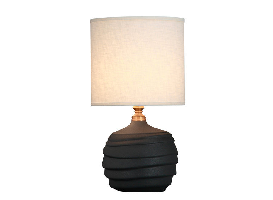 Chinese Table Lamp Relief Matte Black D30xH56cm