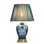 Chinese Table Lamp Handpainted Midnight Peonies Bronze Base D33xH53cm