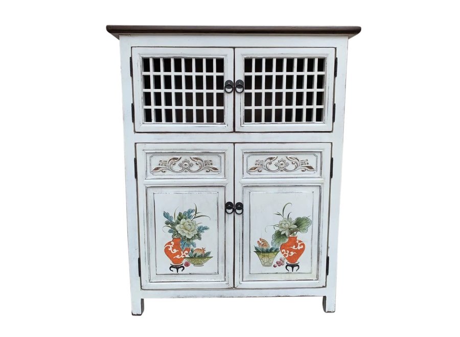 Chinese Cabinet White Hand-painted Details W85xD45xH106cm