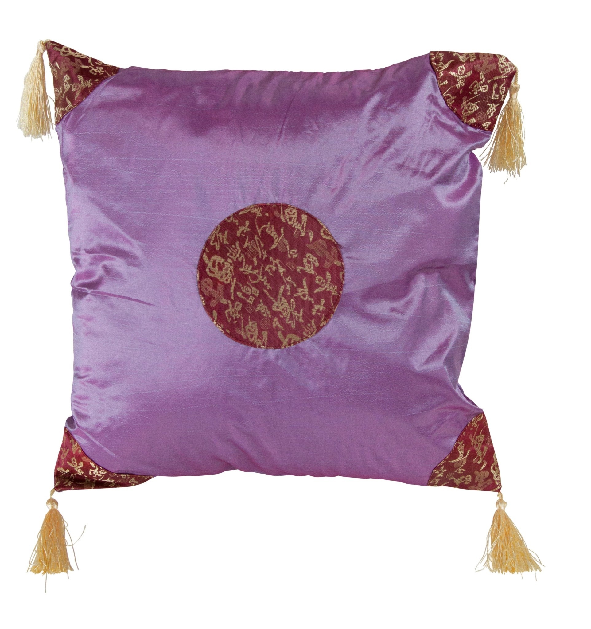 Chinese Cushion with Tassels Lucky Calligraphy Lila 45x45cm Fine
